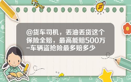 @货车司机,丢油丢货这个保险全赔,最高能赔500万-车辆盗抢险最多赔多少