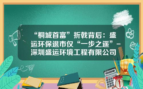 “桐城首富”折戟背后：盛运环保退市仅“一步之遥”-深圳盛运环境工程有限公司