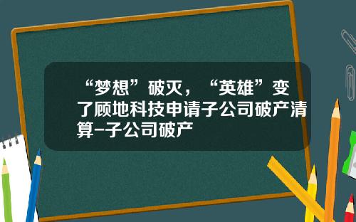 “梦想”破灭，“英雄”变了顾地科技申请子公司破产清算-子公司破产