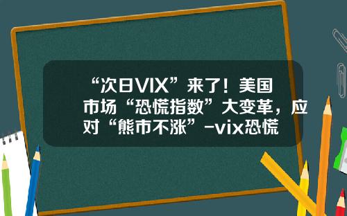 “次日VIX”来了！美国市场“恐慌指数”大变革，应对“熊市不涨”-vix恐慌指数多少算高