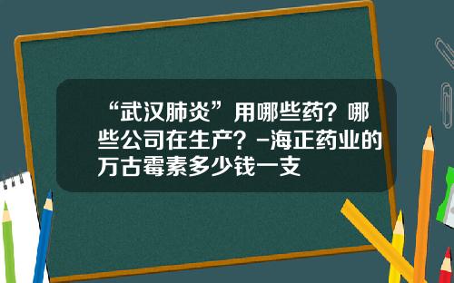 “武汉肺炎”用哪些药？哪些公司在生产？-海正药业的万古霉素多少钱一支