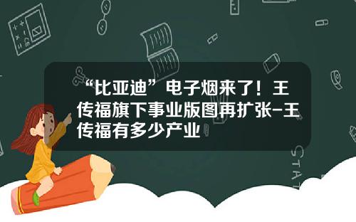 “比亚迪”电子烟来了！王传福旗下事业版图再扩张-王传福有多少产业