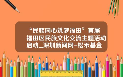 “民族同心筑梦福田”首届福田区民族文化交流主题活动启动_深圳新闻网-松禾基金会