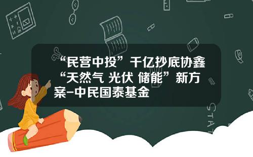 “民营中投”千亿抄底协鑫“天然气+光伏+储能”新方案-中民国泰基金