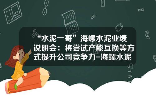 “水泥一哥”海螺水泥业绩说明会：将尝试产能互换等方式提升公司竞争力-海螺水泥骨料多少钱一吨