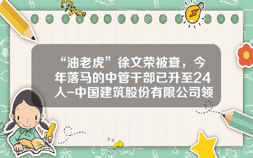 “油老虎”徐文荣被查，今年落马的中管干部已升至24人-中国建筑股份有限公司领导班子