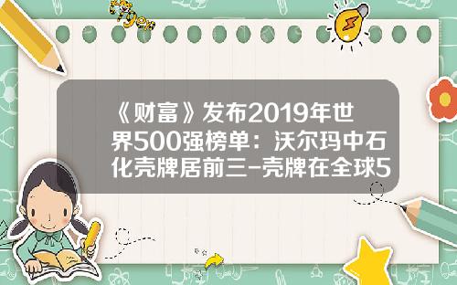 《财富》发布2019年世界500强榜单：沃尔玛中石化壳牌居前三-壳牌在全球500强排多少