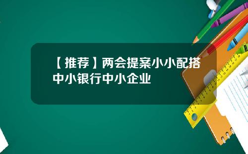 【推荐】两会提案小小配搭中小银行中小企业