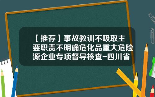【推荐】事故教训不吸取主要职责不明确危化品重大危险源企业专项督导核查-四川省佳运油气设备有限公司