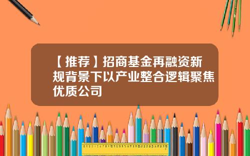 【推荐】招商基金再融资新规背景下以产业整合逻辑聚焦优质公司