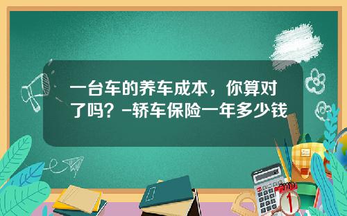 一台车的养车成本,你算对了吗?-轿车保险一年多少钱