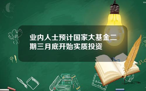 业内人士预计国家大基金二期三月底开始实质投资