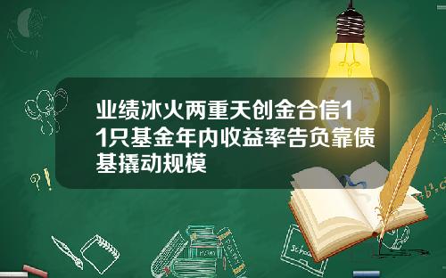 业绩冰火两重天创金合信11只基金年内收益率告负靠债基撬动规模