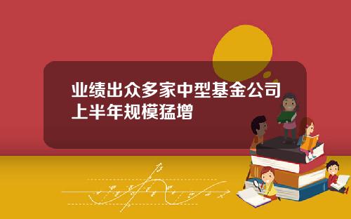 业绩出众多家中型基金公司上半年规模猛增