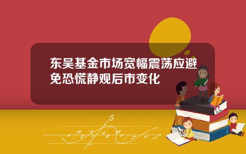 东吴基金市场宽幅震荡应避免恐慌静观后市变化