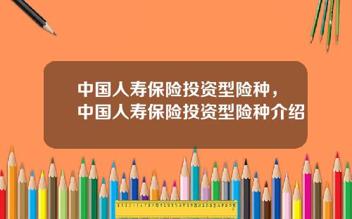 中国人寿保险投资型险种,中国人寿保险投资型险种介绍
