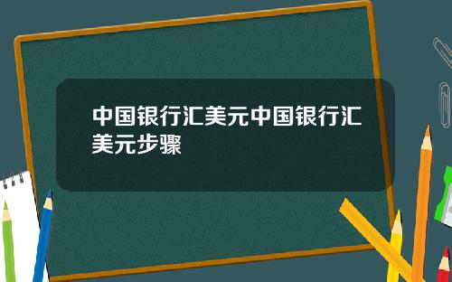 中国银行汇美元中国银行汇美元步骤