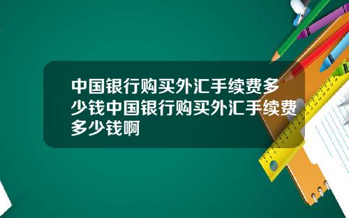 中国银行购买外汇手续费多少钱中国银行购买外汇手续费多少钱啊