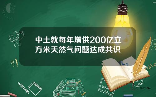 中土就每年增供200亿立方米天然气问题达成共识