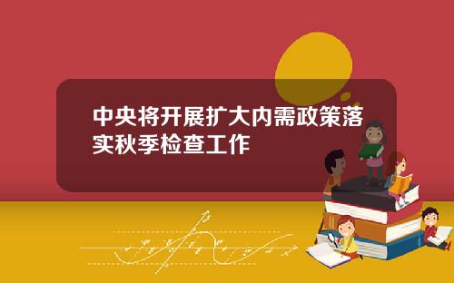中央将开展扩大内需政策落实秋季检查工作