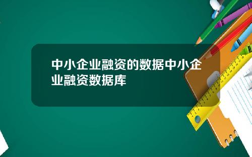 中小企业融资的数据中小企业融资数据库