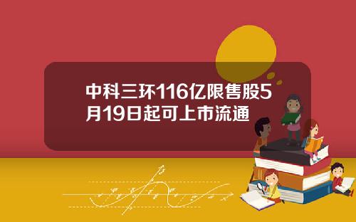 中科三环116亿限售股5月19日起可上市流通