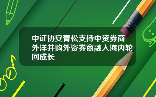 中证协安青松支持中资券商外洋并购外资券商融入海内轮回成长