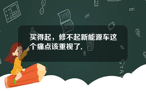 买得起，修不起新能源车这个痛点该重视了.
