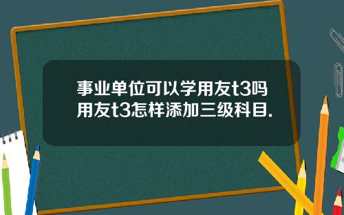事业单位可以学用友t3吗用友t3怎样添加三级科目.