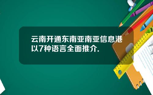 云南开通东南亚南亚信息港以7种语言全面推介.