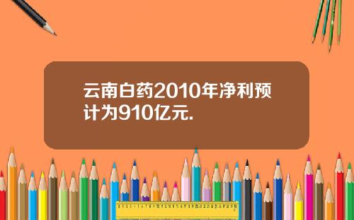 云南白药2010年净利预计为910亿元.