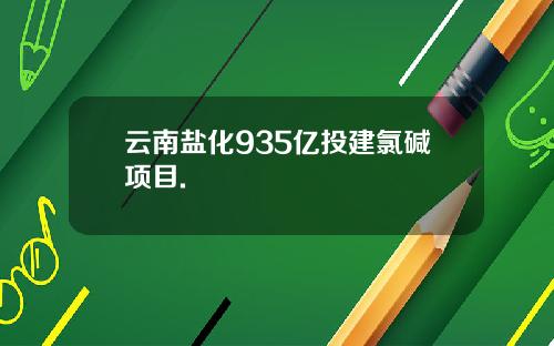 云南盐化935亿投建氯碱项目.