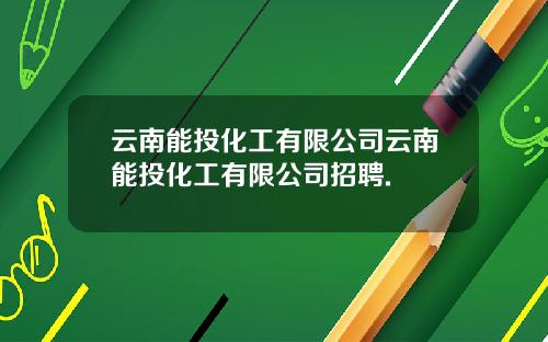 云南能投化工有限公司云南能投化工有限公司招聘.