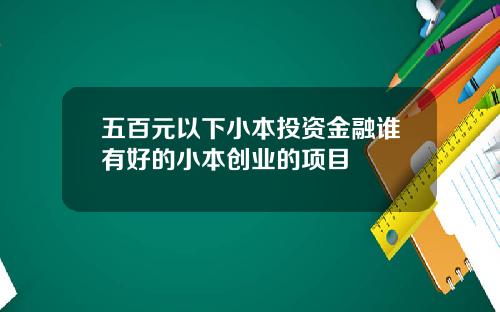 五百元以下小本投资金融谁有好的小本创业的项目