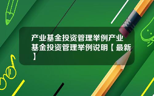 产业基金投资管理举例产业基金投资管理举例说明【最新】