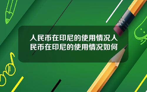 人民币在印尼的使用情况人民币在印尼的使用情况如何