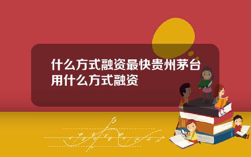 什么方式融资最快贵州茅台用什么方式融资