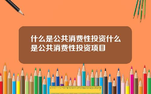 什么是公共消费性投资什么是公共消费性投资项目