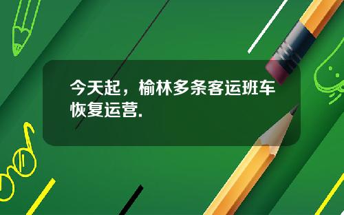 今天起，榆林多条客运班车恢复运营.