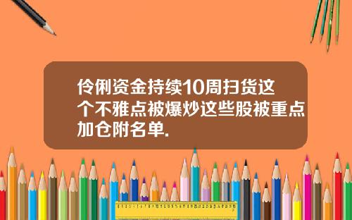 伶俐资金持续10周扫货这个不雅点被爆炒这些股被重点加仓附名单.