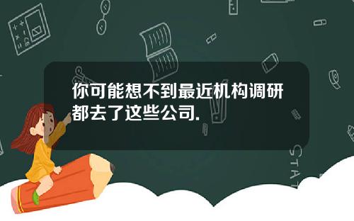 你可能想不到最近机构调研都去了这些公司.