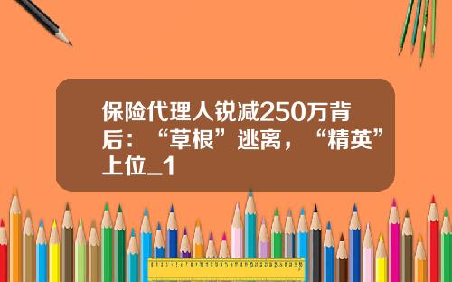 保险代理人锐减250万背后:“草根”逃离,“精英”上位_1