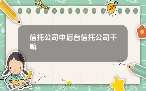 信托公司中后台信托公司干嘛