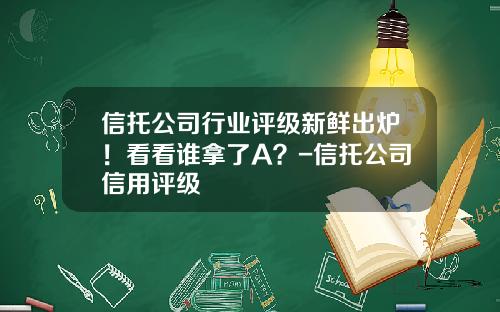 信托公司行业评级新鲜出炉！看看谁拿了A？-信托公司信用评级