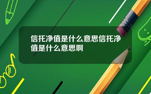 信托净值是什么意思信托净值是什么意思啊
