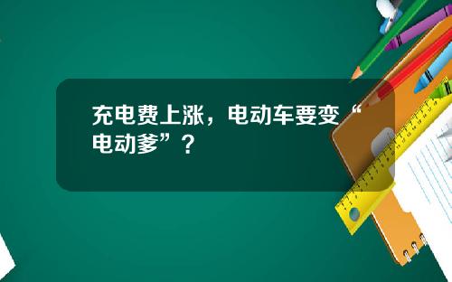 充电费上涨,电动车要变“电动爹”?