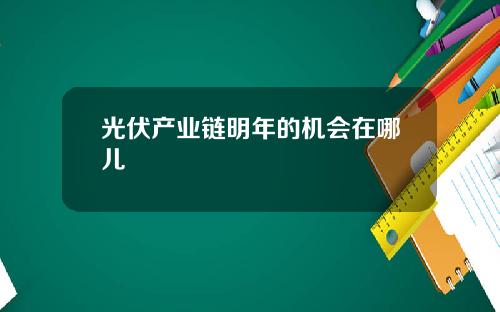 光伏产业链明年的机会在哪儿