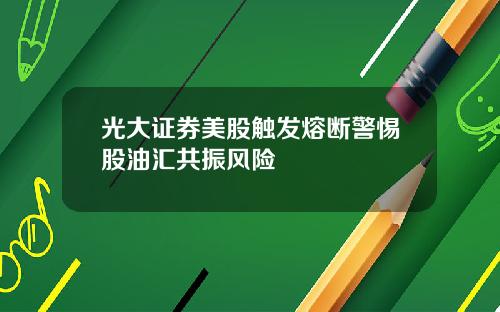 光大证券美股触发熔断警惕股油汇共振风险