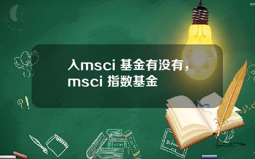入msci 基金有没有,msci 指数基金