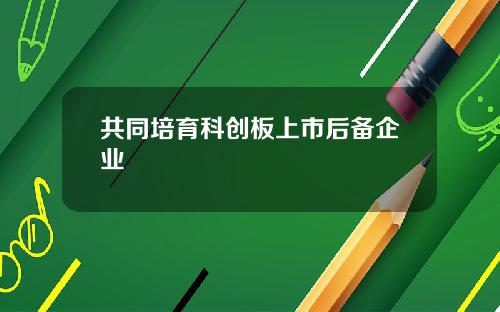 共同培育科创板上市后备企业
